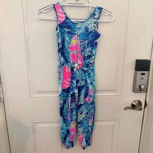 Lilly Pulitzer Jumpsuit Kids 6 | Blue Hey Bay Bay Sleeveless Elastic Waist